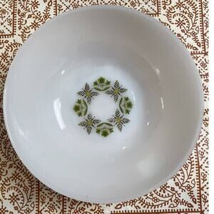 Vintage Anchor Hocking Fire King Serving Bowl Green Meadow Floral Multipurpose
